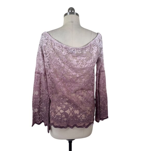 Charlotte Russe Y2K Crochet Lace Tunic Top Womens Large Pink Cottage Fairy Boho - Picture 5 of 10